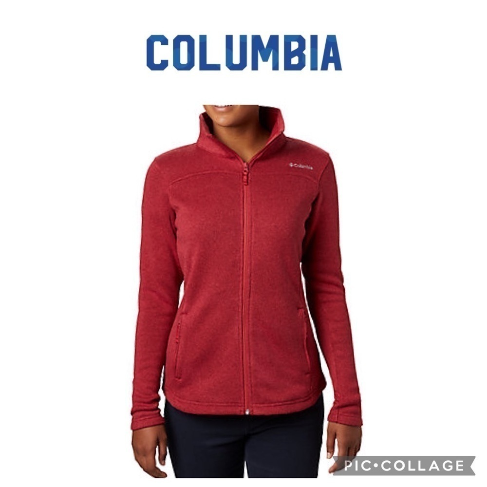 Columbia Canyon Point women Fleece Full Zip sweater Jacket maroon red size M